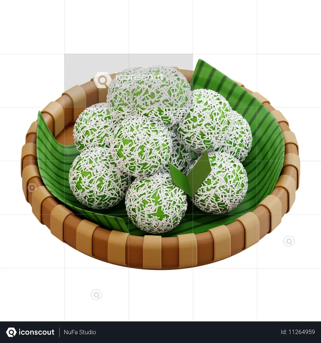 Klepon bolinhas de arroz glutinoso doces indonésias  3D Icon