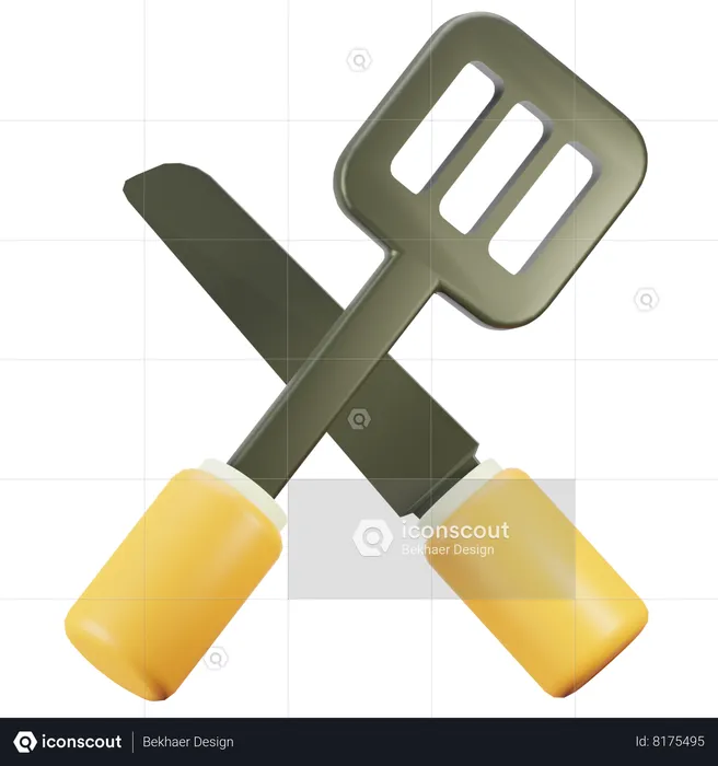 Knife And Spatula  3D Icon
