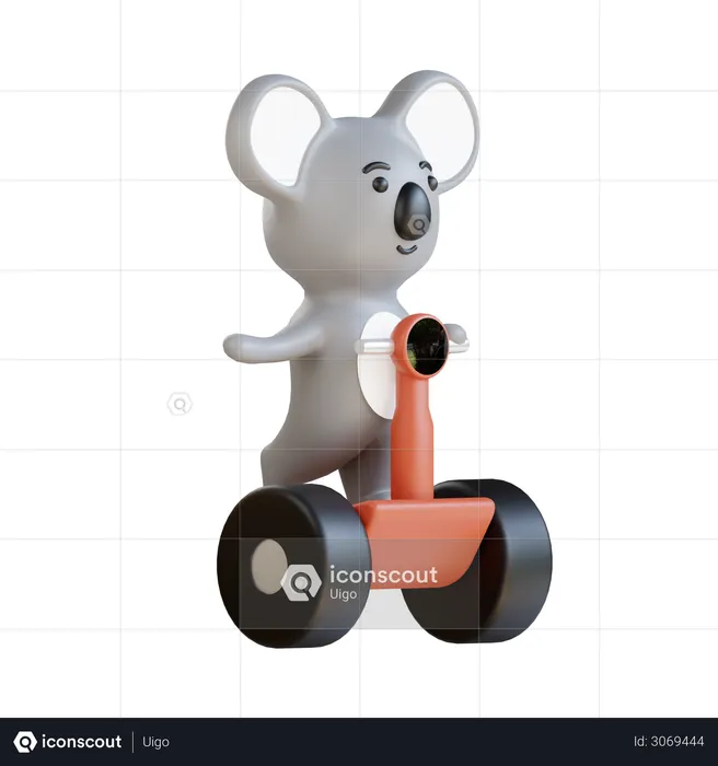 Koala disfruta del scooter  3D Illustration