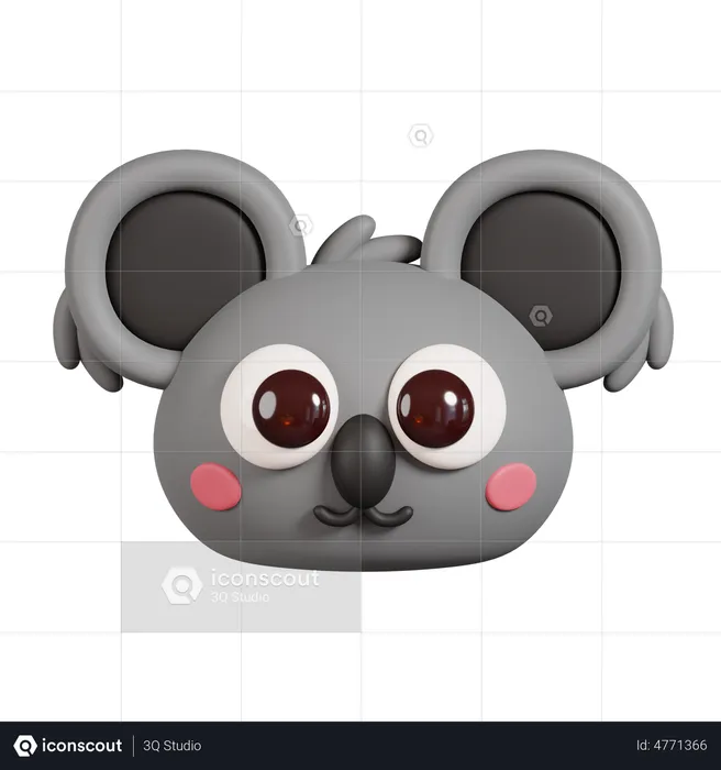 Koala Face Emoji 3D Emoji