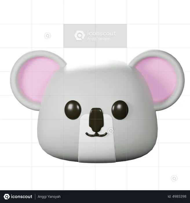 Koala Head Emoji 3D Icon
