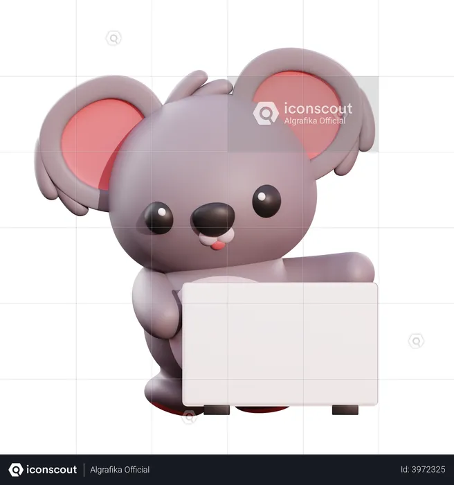 Koala Holding Placard  3D Illustration