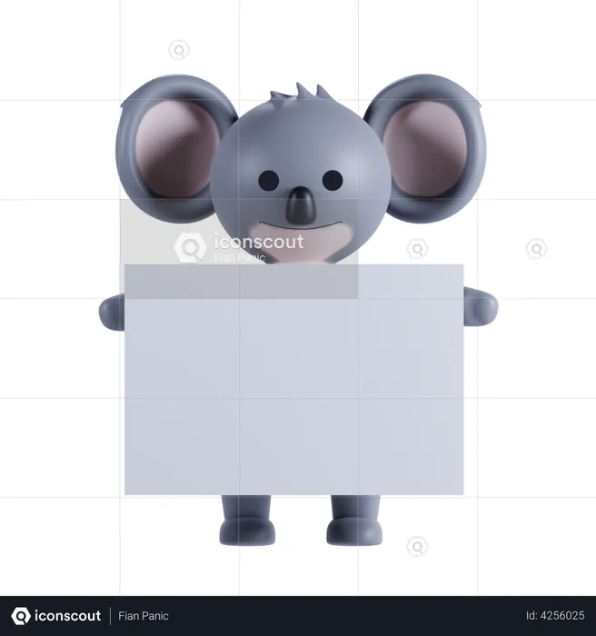 Koala Holding Placard  3D Illustration