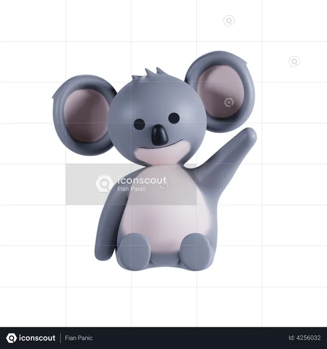 Koala Waning Hand  3D Illustration