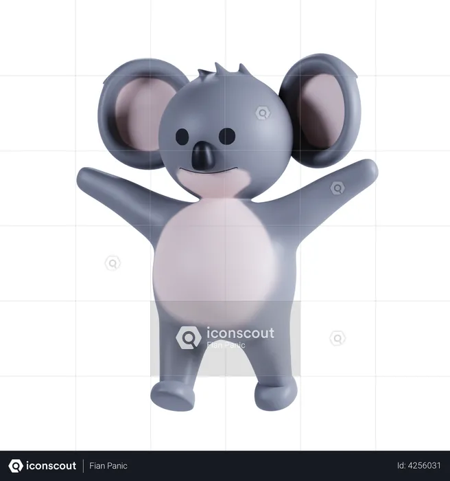 Koala Waving Hands  3D Illustration