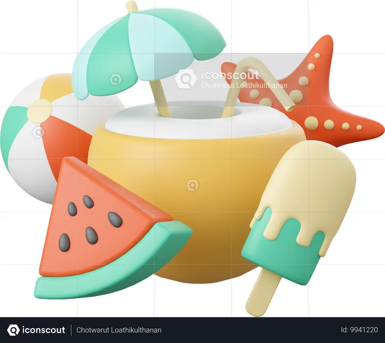 Kokosnusssaft  3D Illustration