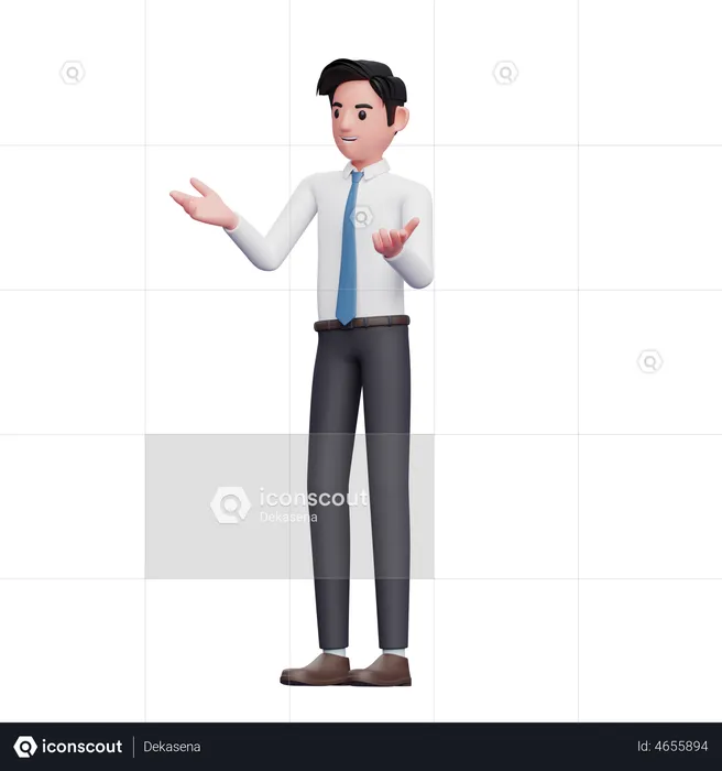 Gespräch Konzept Geschäftsmann trägt langes Hemd und blaue Krawatte  3D Illustration