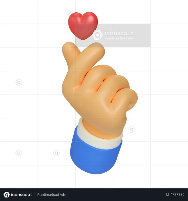 Korean Love Hand Gesture  3D Illustration