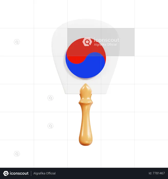 Korean Traditional Fan  3D Icon