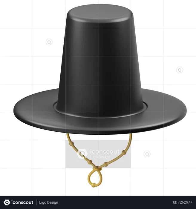 Korean Traditional Hat  3D Icon