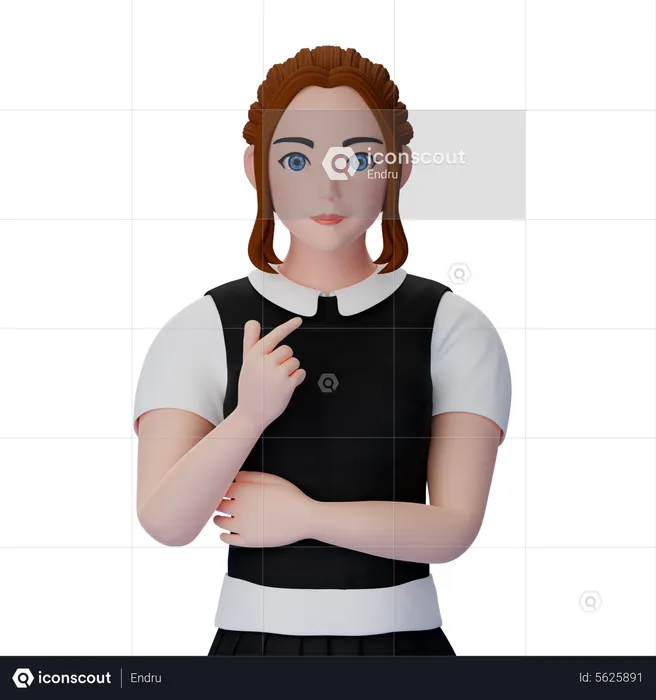 Koreanische Frau mit Liebeshandbewegung  3D Illustration