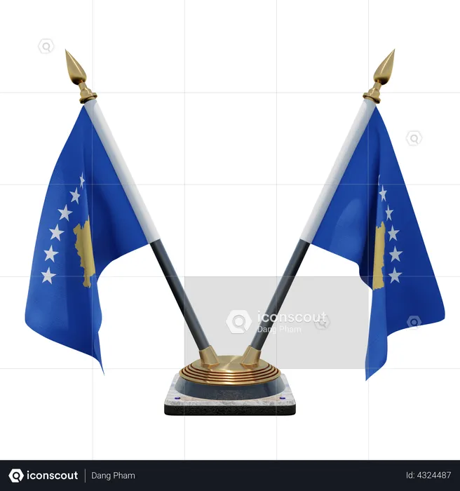 Kosovo Double Desk Flag Stand Flag 3D Flag