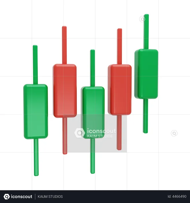 Krypto-Aktien-Chart  3D Illustration