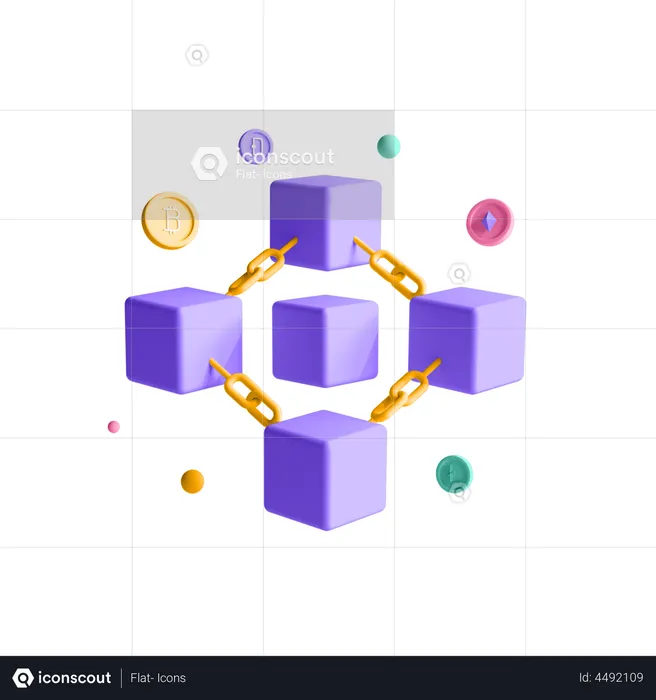 Crypto Blockchain-Verbindung  3D Illustration