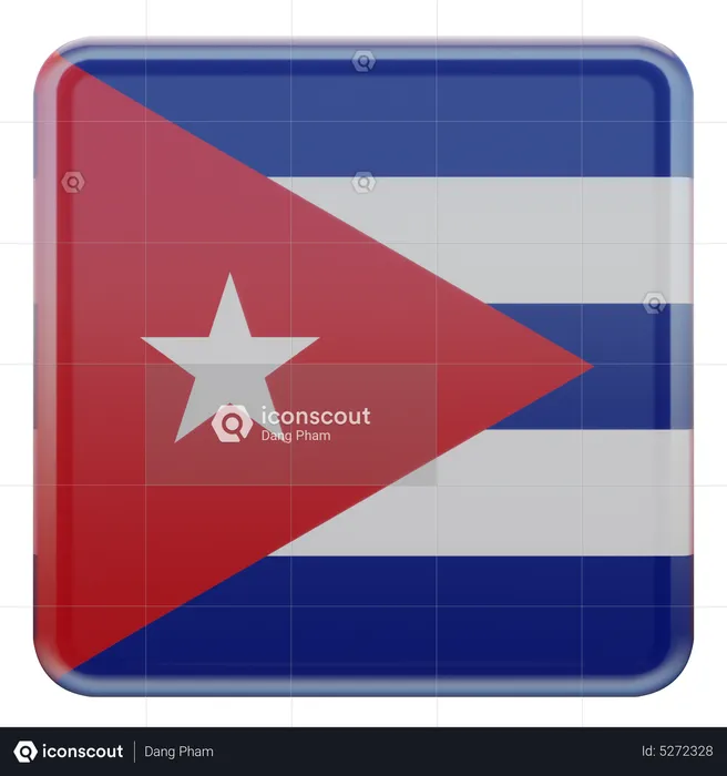 Quadratische Flagge Kuba Flag 3D Icon