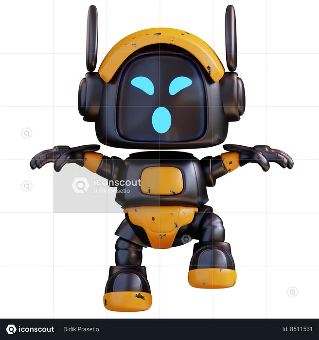 Kungfu Robot  3D Illustration