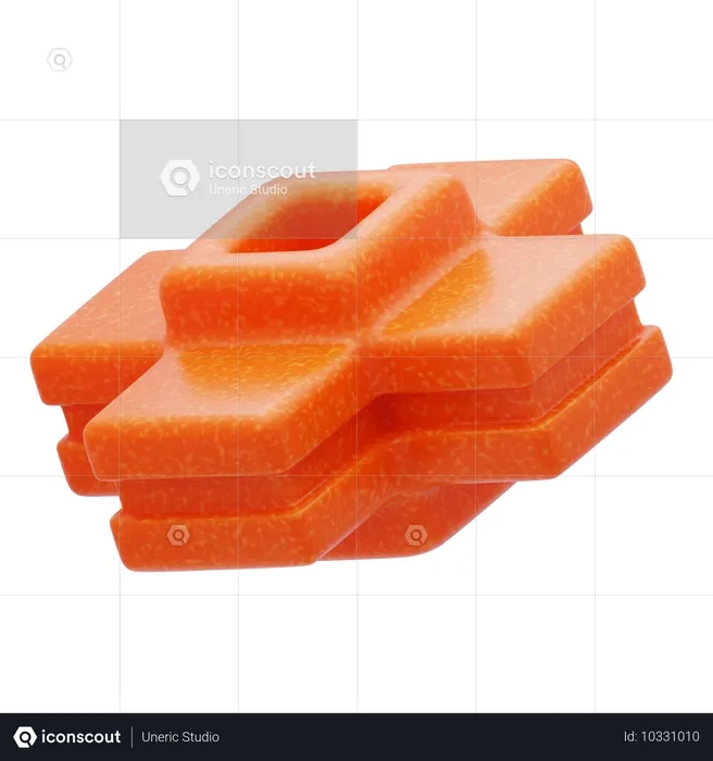 Kunststoffharz geschichteter orangefarbener Block  3D Icon