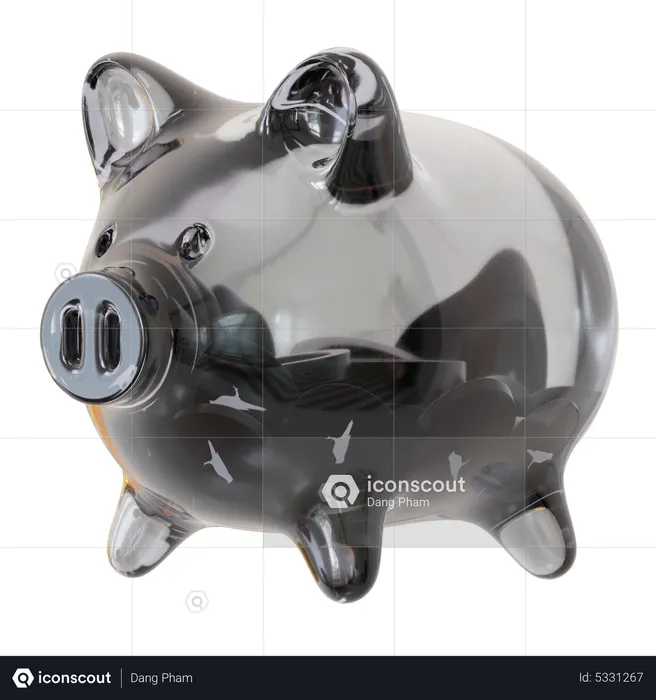 Kusama (KSM) Clear Glass Piggy Bank  3D Icon