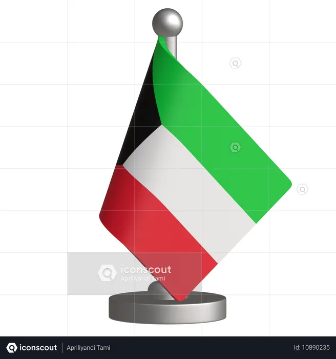 Kuwait Desk Flag  3D Icon