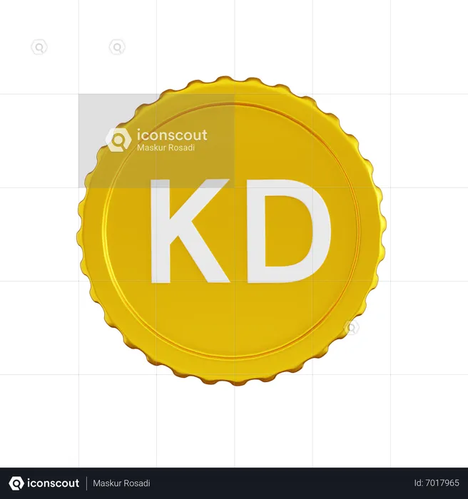 Kuwait Dinar Coin  3D Icon