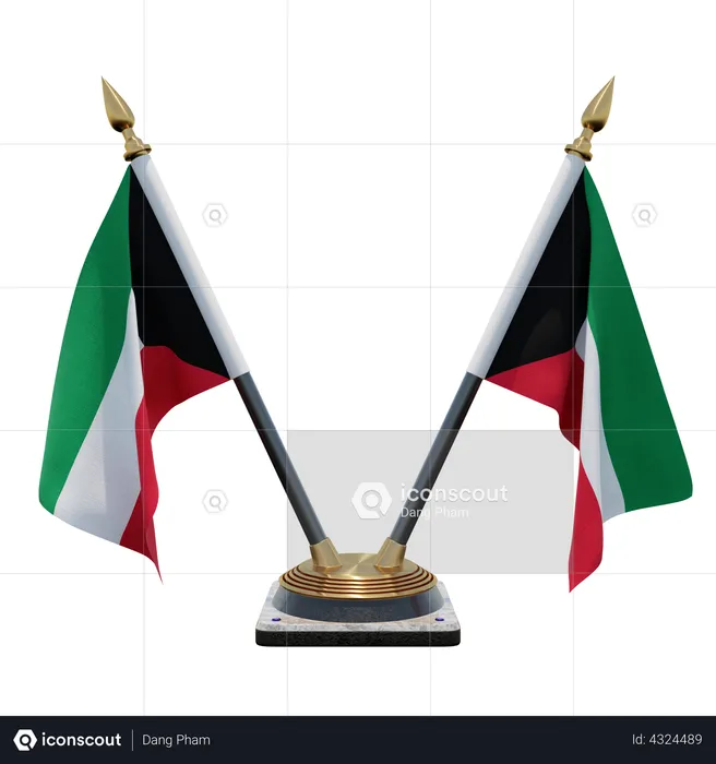 Kuwait Double Desk Flag Stand Flag 3D Flag