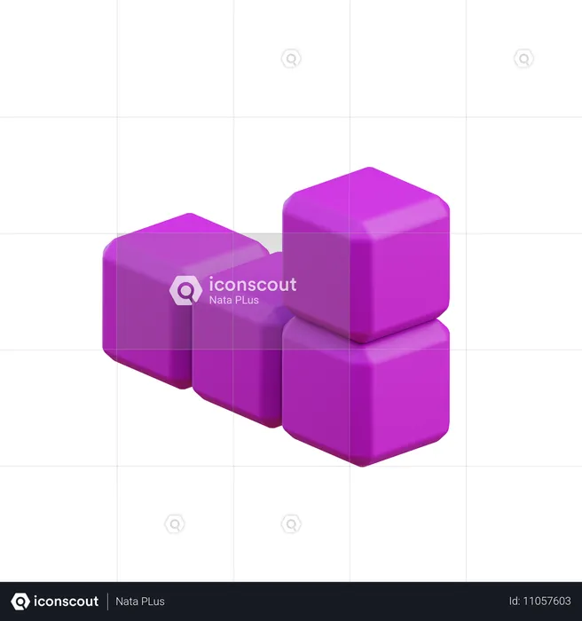 Bloco Tetris em forma de L8  3D Icon