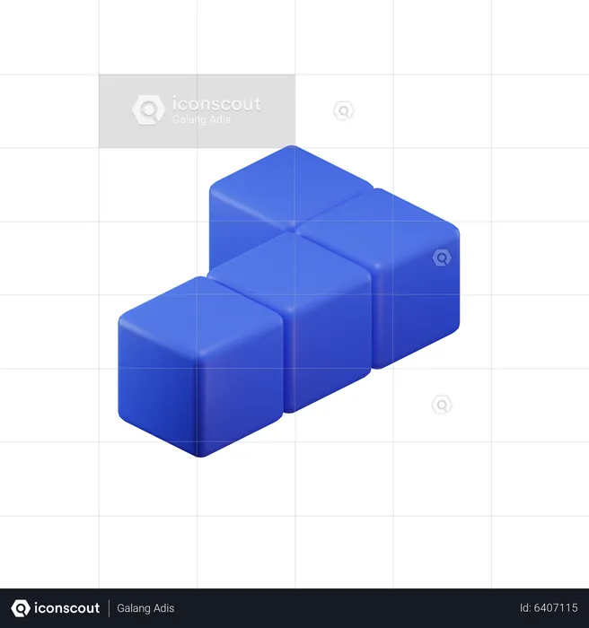 L-förmiger Tetrisblock  3D Icon