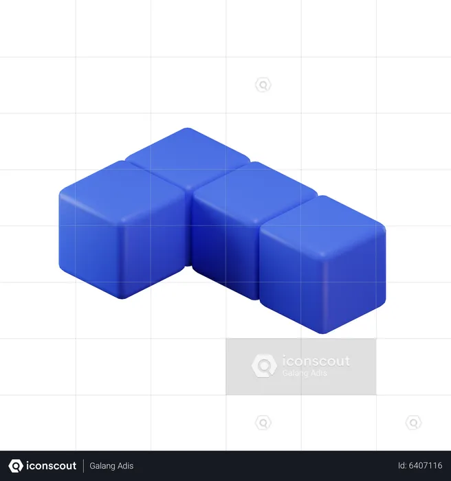 L-förmiger Tetrisblock  3D Icon