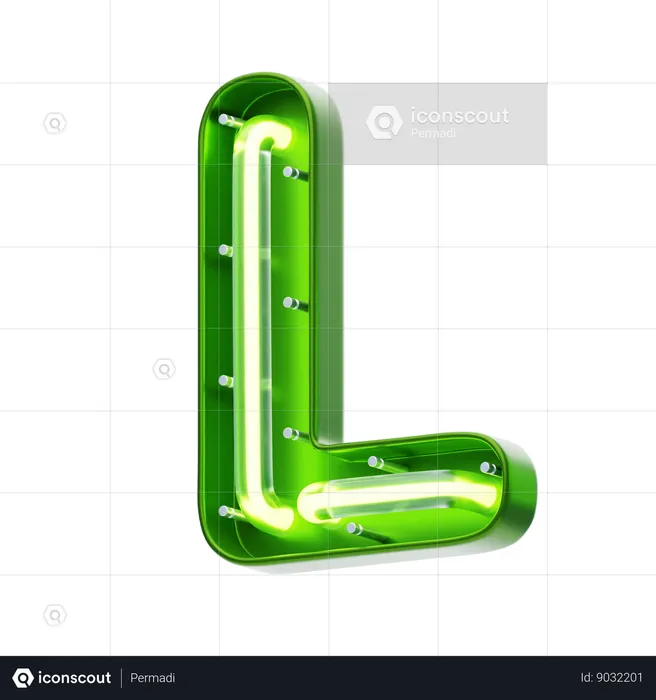 L Letter Shape Neon Text  3D Icon