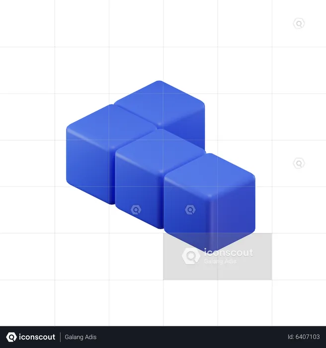 L-Shape Tetris Block  3D Icon