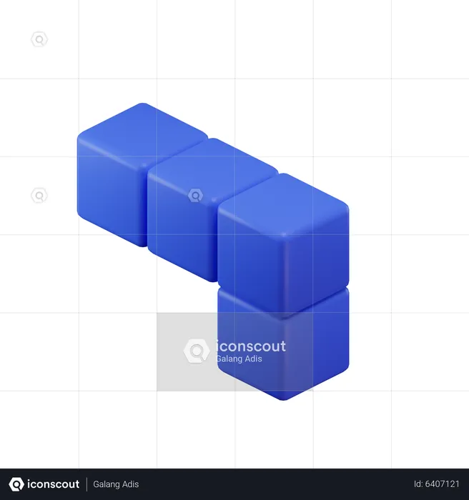 L-Shape Tetris Block  3D Icon