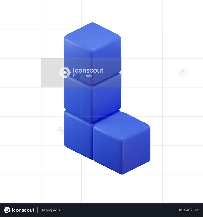 L-Shape Tetris Block  3D Icon