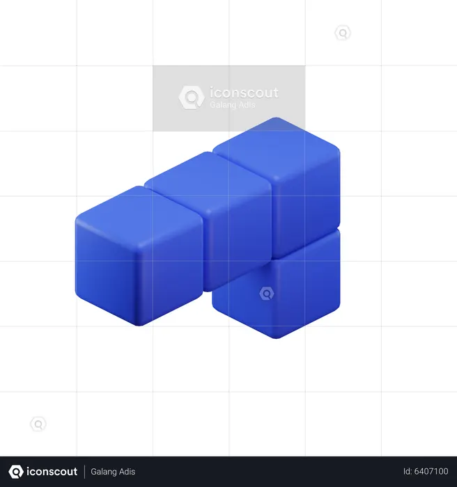 L-Shape Tetris Block  3D Icon