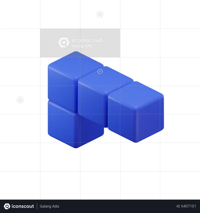 L-Shape Tetris Block  3D Icon