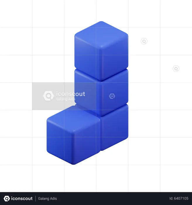 L-Shape Tetris Block  3D Icon