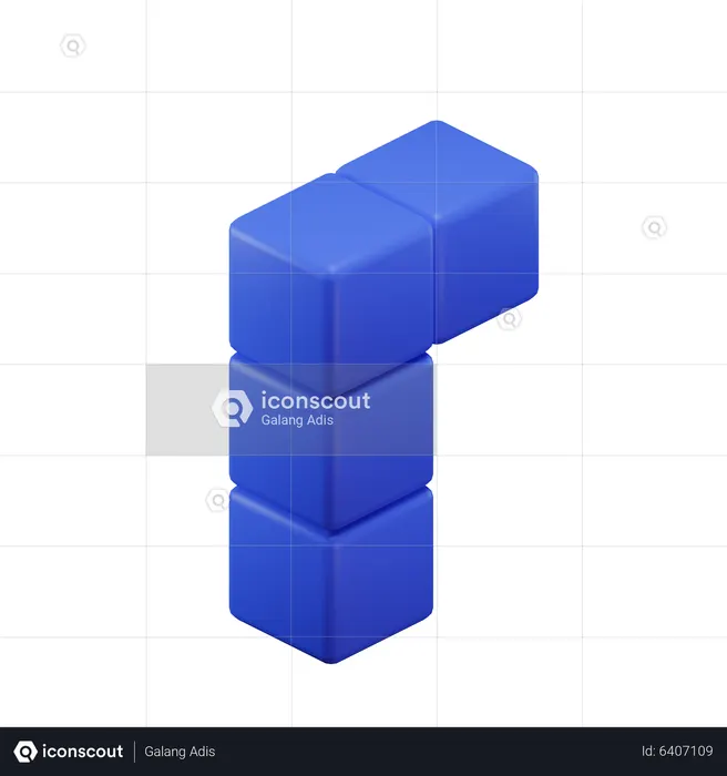 L-Shape Tetris Block  3D Icon