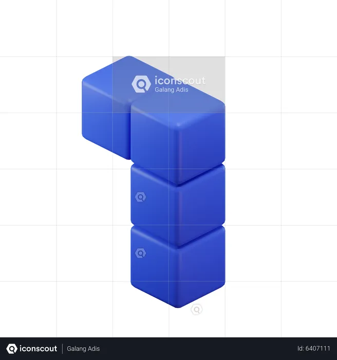 L-Shape Tetris Block  3D Icon