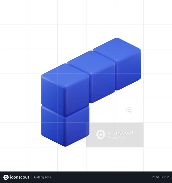 L-Shape Tetris Block  3D Icon