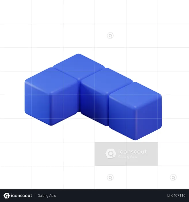 L-Shape Tetris Block  3D Icon