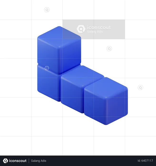 L-Shape Tetris Block  3D Icon