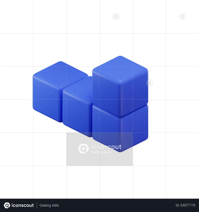 L-Shape Tetris Block  3D Icon