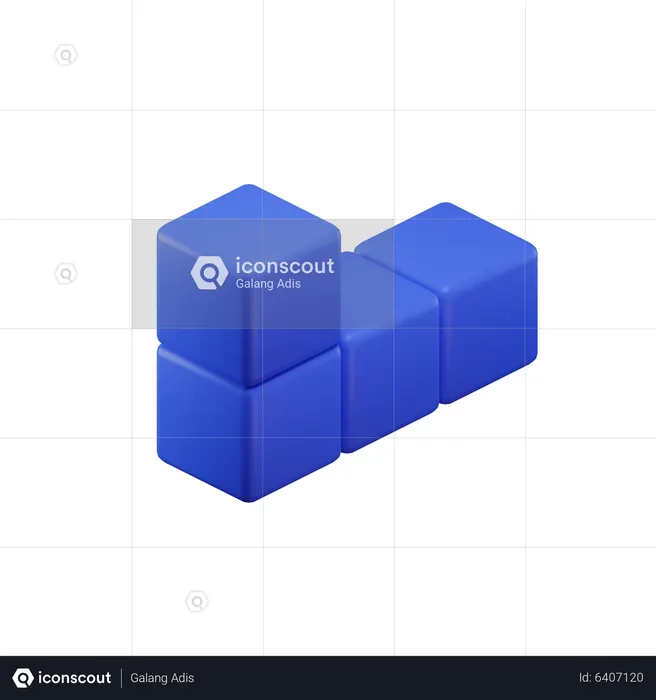 L-Shape Tetris Block  3D Icon