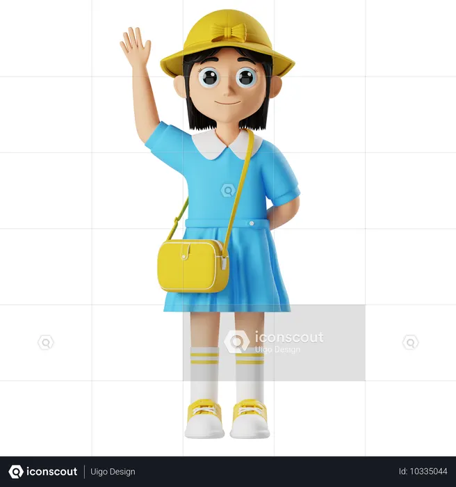 La niña dice hola  3D Icon