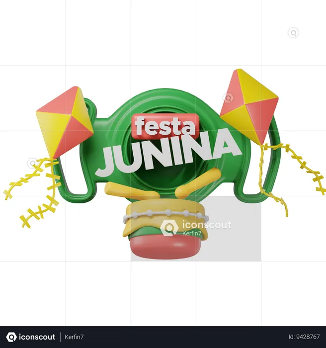 Label Featuring Pennants And Drums  3D Icon