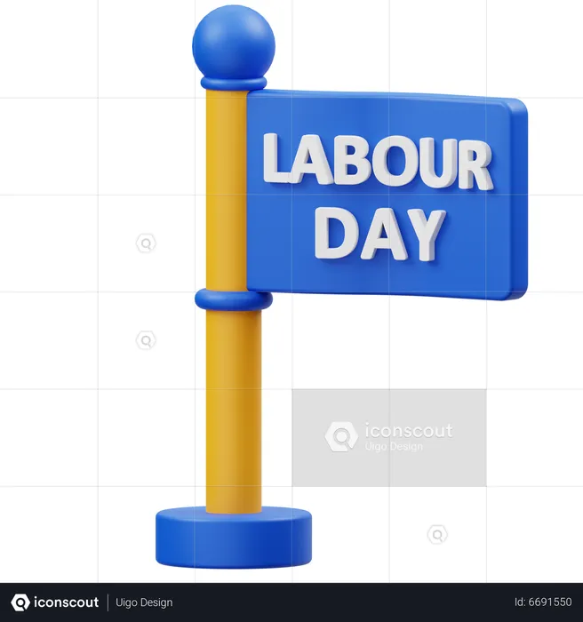 Labour Day Flag  3D Icon