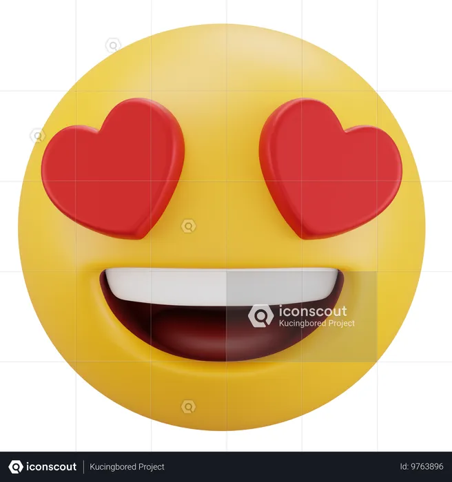 Lächelndes Gesicht mit Herz-Augen Emoji 3D Icon