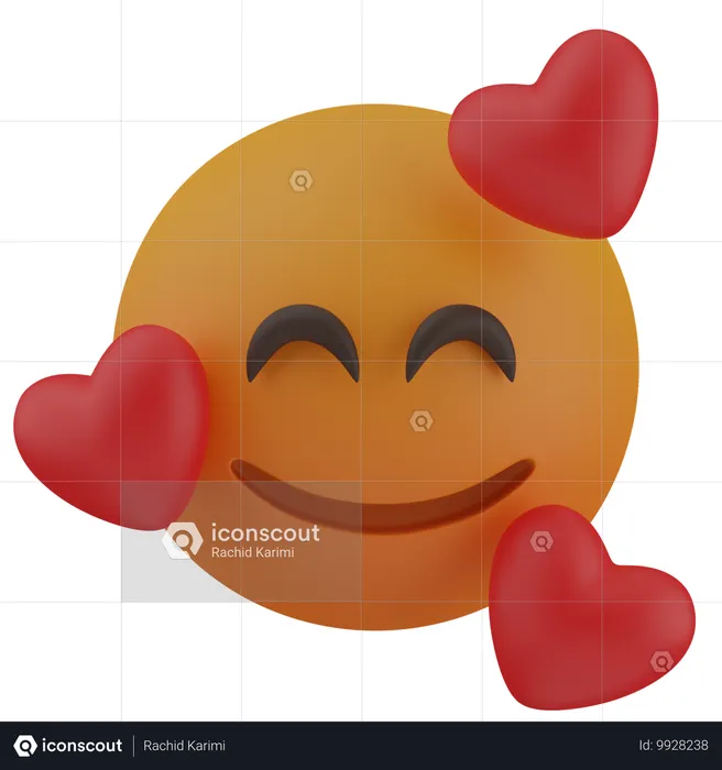 Lächelndes Gesicht mit Herzen Emoji 3D Icon