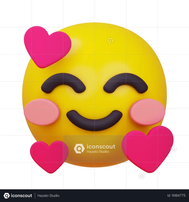 Lächelndes Gesicht mit Herzen Emoji 3D Icon