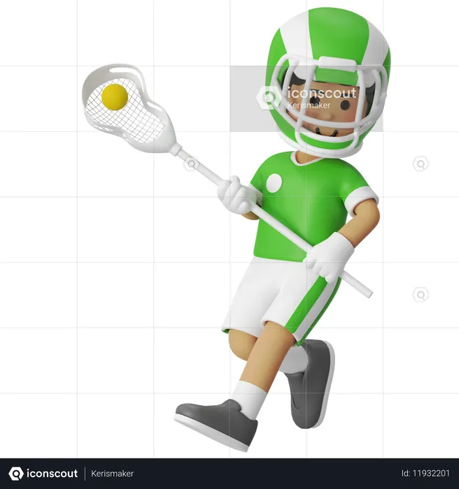 Lacrosse Boy Doing Quick Stick  3D Illustration