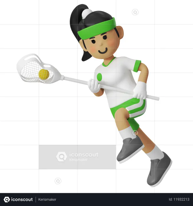 Lacrosse Girl Cradling  3D Illustration